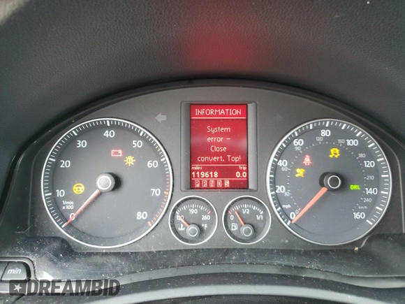 2007 Volkswagen Eos 2.0T with VIN WVWFA71F97V020442, listed as a Copart auction lot 85250704 with 119,618 mi miles and Salvage Title. Bid and sale history available at DreamBid. Image 9.