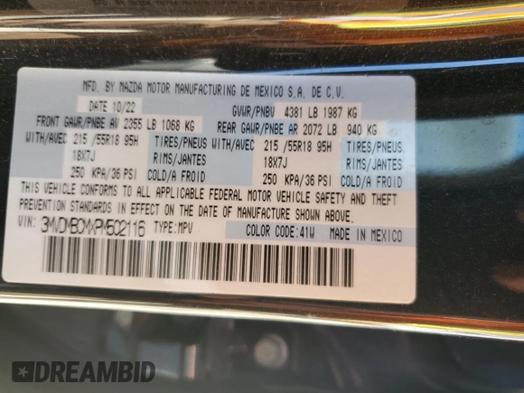 2023 Mazda CX-30 S Preferred with VIN 3MVDMBCMXPM502116, listed as a Copart auction lot 48158925 with 24,400 mi miles and Salvage Title. Bid and sale history available at DreamBid. Image 13.
