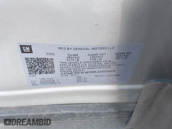2021 Chevrolet Traverse LS with VIN 1GNERFKW3MJ200569, listed as a IAAI auction lot 42279102 with 73,783 mi miles and . Bid and sale history available at DreamBid. Image 9.