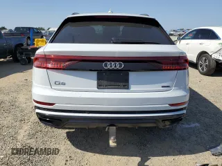 2020 Audi Q8 Premium Plus with VIN WA1EVAF19LD018694, listed as a Copart auction lot 56150484 with 0 mi miles and Salvage Title. Bid and sale history available at carsss.com. Image 6.