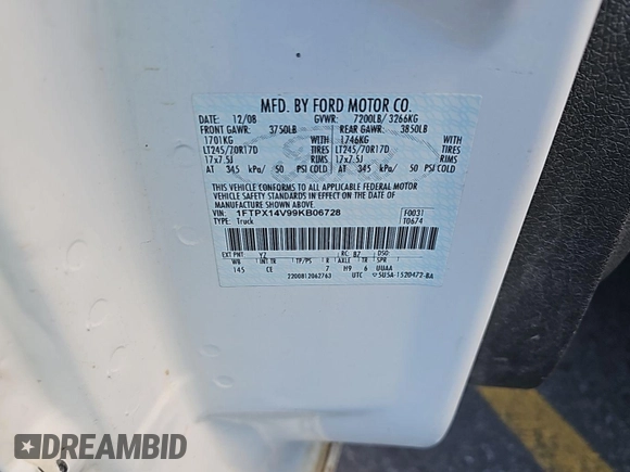 2009 Ford F-150 XL with VIN 1FTPX14V99KB06728, listed as a IAAI auction lot 42631361 with 132,283 mi miles and . Bid and sale history available at DreamBid. Image 23.