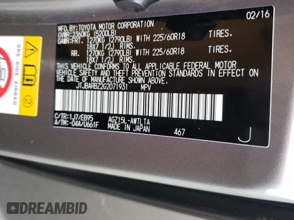 2016 Lexus NX 200t z VIN JTJBARBZ2G2071931, wystawiony jako Copart lot #57074515 z przebiegiem 164 624 mil mil oraz Szkoda całkowita • Salvage title. Historia ofert i sprzedaży dostępna na DreamBid. Obrazek 12.