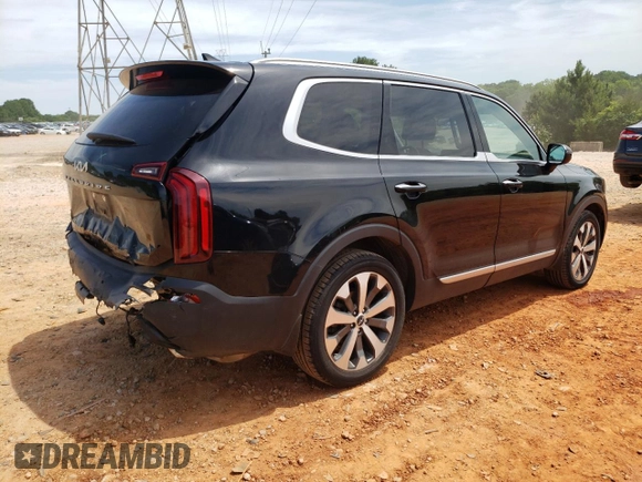 2022 Kia Telluride S with VIN 5XYP64HC1NG222809, listed as a Copart auction lot 57153625 with 74,368 mi miles and Salvage title. Bid and sale history available at DreamBid. Image 3.