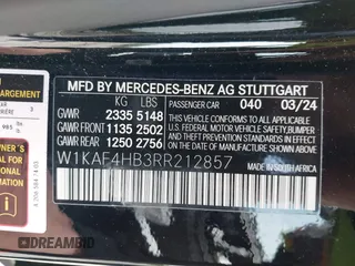2024 Mercedes-Benz C 300 with VIN W1KAF4HB3RR212857, listed as a IAAI auction lot 42319945 with 5,652 mi miles and . Bid and sale history available at DreamBid. Image 9.