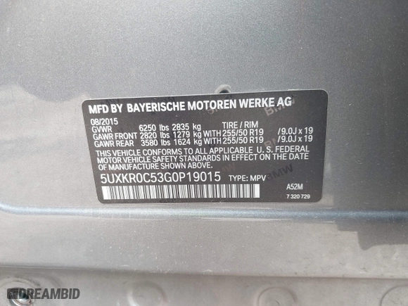 2016 BMW X5 xDrive35i with VIN 5UXKR0C53G0P19015, listed as a IAAI auction lot 41930862 with 150,762 mi miles. Bid and sale history available at carsss.com. Image 9.