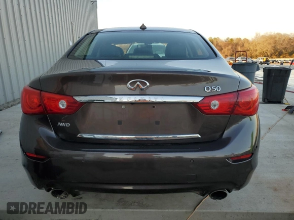 2014 Infiniti Q50 Premium with VIN JN1BV7AR8EM680510, listed as a Copart auction lot 43735965 with 193,304 mi miles and Salvage title. Bid and sale history available at DreamBid. Image 6.