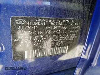 2019 Hyundai Ioniq Blue with VIN KMHC65LC8KU176042, listed as a Copart auction lot 52925975 with 172,961 mi miles and Clean Title. Bid and sale history available at DreamBid. Image 12.