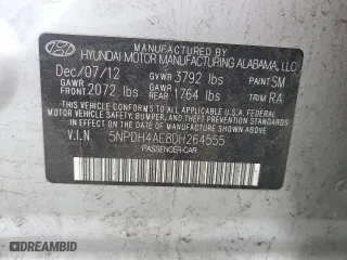 2013 Hyundai Elantra Limited PZEV with VIN 5NPDH4AE8DH264555, listed as a Copart auction lot 49464315 with 161,292 mi miles and Salvage Title. Bid and sale history available at carsss.com. Image 12.
