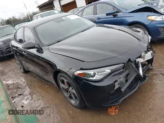 2017 Alfa Romeo Giulia with VIN ZARFAEDN3H7545063, listed as a IAAI auction lot 41478190 with 76,623 mi miles. Bid and sale history available at carsss.com. Image 1.