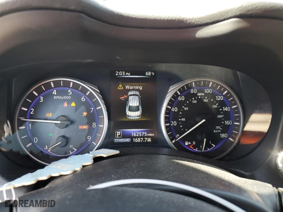 2014 Infiniti Q50 Premium with VIN JN1BV7AR2EM681491, listed as a Copart auction lot 75500164 with 162,575 mi miles and Salvage Title. Bid and sale history available at carsss.com. Image 9.