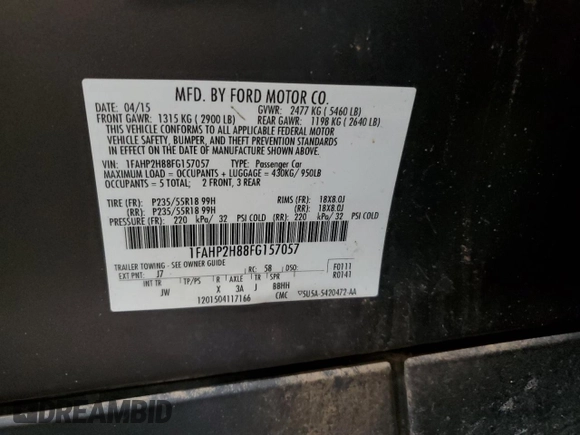 2015 Ford Taurus SEL with VIN 1FAHP2H88FG157057, listed as a Copart auction lot 42459085 with 156,926 mi miles and Non repairable. Bid and sale history available at DreamBid. Image 12.
