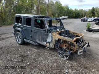 2021 Jeep Wrangler Unlimited Sahara with VIN 1C4HJXEG7MW593969, listed as a Copart auction lot 74041454 with Not provided miles and Non repairable. Bid and sale history available at DreamBid. Image 4.