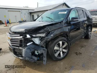 2022 Chevrolet Traverse LT z VIN 1GNERHKW8NJ113120, wystawiony jako Copart lot #52625205 z przebiegiem Nie podano mil oraz Szkoda całkowita • Salvage title. Historia ofert i sprzedaży dostępna na DreamBid. Obrazek 1.