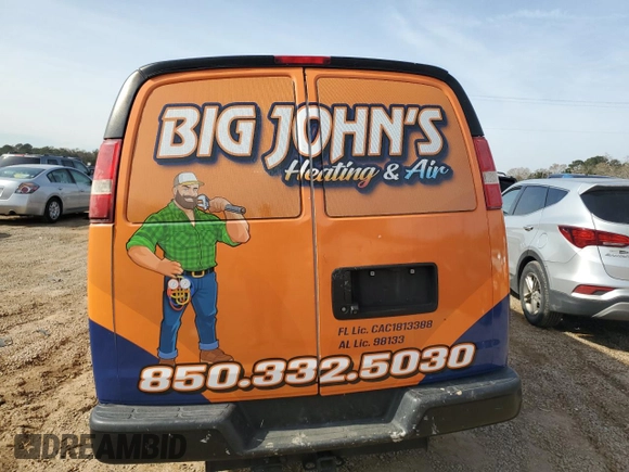 2017 Chevrolet Express Cargo Van with VIN 1GCWGAFF2H1246478, listed as a Copart auction lot 41787405 with 153,907 mi miles and Salvage Title. Bid and sale history available at carsss.com. Image 6.
