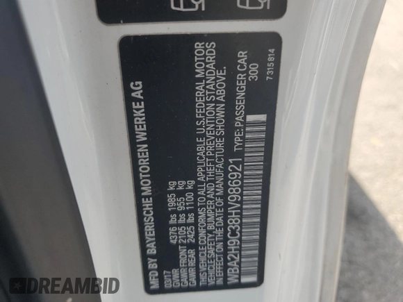 2017 BMW 2 Series 230i xDrive with VIN WBA2H9C38HV986921, listed as a Copart auction lot 56912314 with 80,226 mi miles and Salvage Title. Bid and sale history available at carsss.com. Image 12.