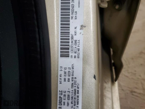 2010 Chrysler Sebring Limited with VIN 1C3CC5FD1AN190847, listed as a Copart auction lot 51219675 with 144,025 mi miles and Salvage title. Bid and sale history available at DreamBid. Image 12.