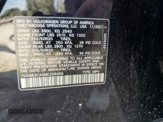2022 Volkswagen Atlas SE with VIN 1V2WE2CA3NC205358, listed as a Copart auction lot 84341324 with 84,992 mi miles and Salvage title. Bid and sale history available at DreamBid. Image 15.