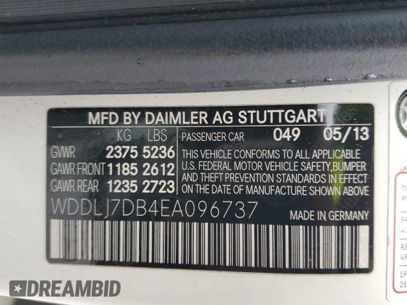 2014 Mercedes-Benz CLS-Class CLS 550 with VIN WDDLJ7DB4EA096737, listed as a Copart auction lot 49241825 with 122,836 mi miles and Salvage Title. Bid and sale history available at carsss.com. Image 13.