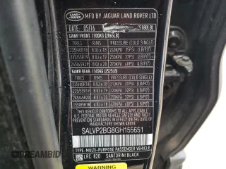 2016 Land Rover Range Rover Evoque SE with VIN SALVP2BG8GH155651, listed as a Copart auction lot 51876115 with 107,976 mi miles and Salvage title. Bid and sale history available at DreamBid. Image 15.