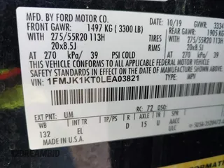 2020 Ford Expedition Max Limited z VIN 1FMJK1KT0LEA03821, wystawiony jako IAAI lot #41965288 z przebiegiem 98 751 mil mil oraz . Historia ofert i sprzedaży dostępna na DreamBid. Obrazek 9.