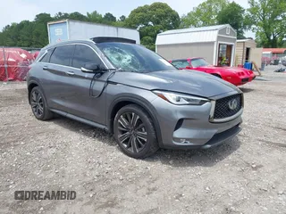 2021 Infiniti QX50 Luxe with VIN 3PCAJ5BA5MF111820, listed as a IAAI auction lot 42253133 with 46,206 mi miles and . Bid and sale history available at DreamBid. Image 1.