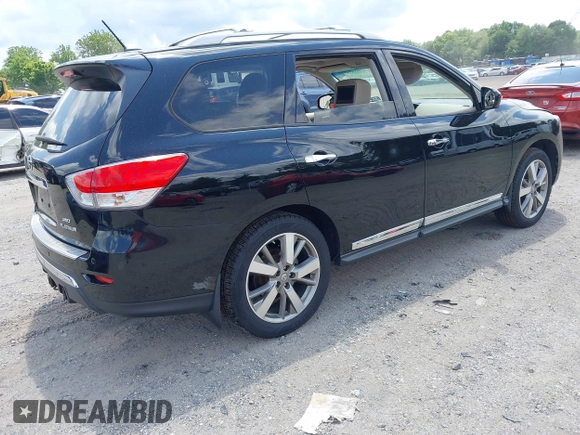 2014 Nissan Pathfinder Platinum with VIN 5N1AR2MM3EC700227, listed as a IAAI auction lot 42711575 with 146,327 mi miles and . Bid and sale history available at DreamBid. Image 4.