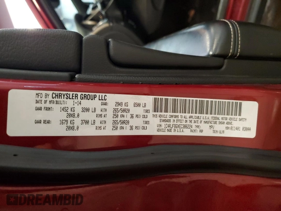 2014 Jeep Grand Cherokee Limited with VIN 1C4RJFBGXEC386224, listed as a Copart auction lot 60318815 with 136,076 mi miles and Salvage title. Bid and sale history available at DreamBid. Image 13.