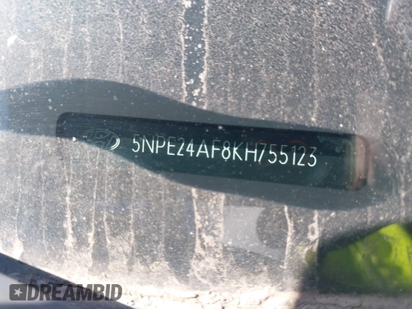 2019 Hyundai Sonata SE with VIN 5NPE24AF8KH755123, listed as a IAAI auction lot 40611551 with Not Provided miles and . Bid and sale history available at carsss.com. Image 17.