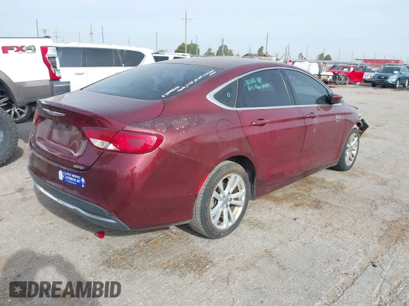 2015 Chrysler 200 Limited with VIN 1C3CCCAB1FN632818, listed as a IAAI auction lot 41921516 with 112,295 mi miles. Bid and sale history available at carsss.com. Image 4.