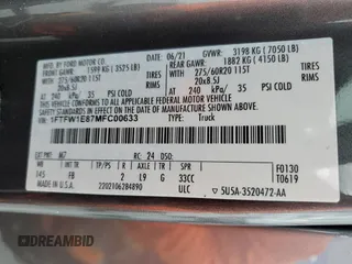 2021 Ford F-150 XL with VIN 1FTFW1E87MFC00633, listed as a Copart auction lot 65318235 with 91,264 mi miles and Salvage title. Bid and sale history available at DreamBid. Image 13.