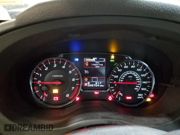 2021 Subaru WRX Premium with VIN JF1VA1C69M9802188, listed as a Copart auction lot 48351315 with 45,754 mi miles and Salvage Title. Bid and sale history available at carsss.com. Image 9.