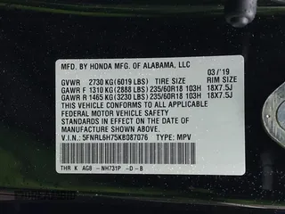 2019 Honda Odyssey EX-L with VIN 5FNRL6H75KB087076, listed as a IAAI auction lot 41542194 with 136,491 mi miles. Bid and sale history available at carsss.com. Image 9.