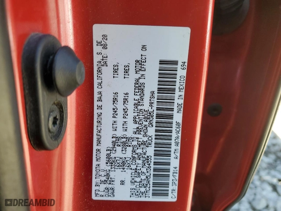 2020 Toyota Tacoma 4WD SR5 with VIN 3TMCZ5AN5LM364555, listed as a Copart auction lot 47638465 with 79,509 mi miles and Salvage Title. Bid and sale history available at carsss.com. Image 14.