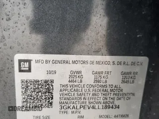 2020 GMC Terrain SLT with VIN 3GKALPEV4LL189434, listed as a Copart auction lot 51704865 with 85,704 mi miles and Non Repairable. Bid and sale history available at carsss.com. Image 13.