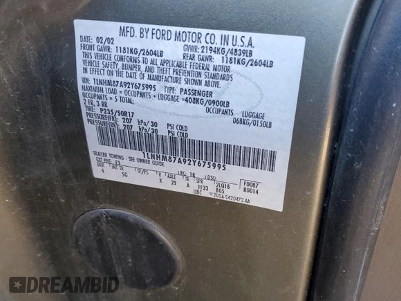 2002 Lincoln LS w/Base with VIN 1LNHM87A92Y675995, listed as a Copart auction lot 83323394 with Not Provided miles and Salvage Title. Bid and sale history available at carsss.com. Image 13.