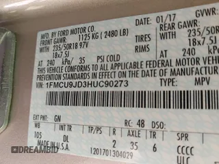 2017 Ford Escape Titanium with VIN 1FMCU9JD3HUC90273, listed as a IAAI auction lot 41828236 with 71,351 mi miles. Bid and sale history available at carsss.com. Image 9.