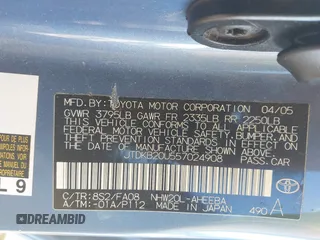 2005 Toyota Prius with VIN JTDKB20U557024908, listed as a IAAI auction lot 41743510 with 168,519 mi miles. Bid and sale history available at carsss.com. Image 9.