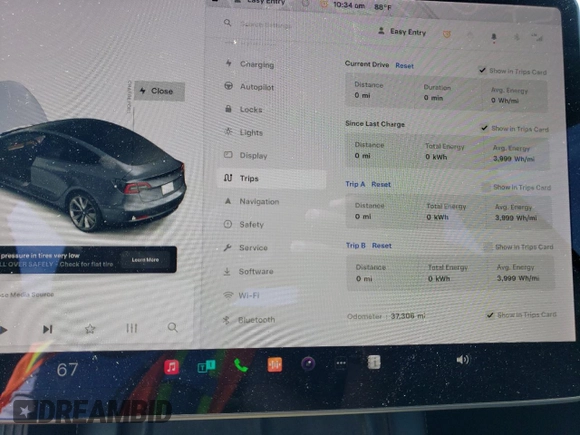 2022 Tesla Model 3 Long Range with VIN 5YJ3E1EB5NF105785, listed as a Copart auction lot 61304654 with 37,306 mi miles and Salvage Title. Bid and sale history available at DreamBid. Image 9.