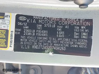 2013 Kia Soul with VIN KNDJT2A52D7494263, listed as a IAAI auction lot 41879153 with 196,010 mi miles. Bid and sale history available at carsss.com. Image 9.