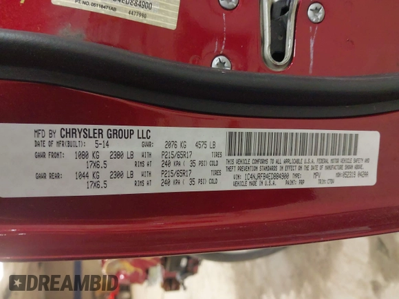 2014 Jeep Patriot Latitude with VIN 1C4NJRFB4ED884900, listed as a IAAI auction lot 41762139 with 131,635 mi miles and . Bid and sale history available at DreamBid. Image 9.