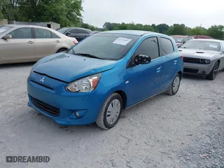 2015 Mitsubishi Mirage DE with VIN ML32A3HJ9FH043477, listed as a IAAI auction lot 42109009 with 124,817 mi miles. Bid and sale history available at carsss.com. Image 2.