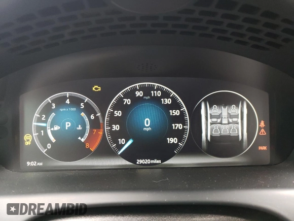 2019 Jaguar XJ with VIN SAJWJ1CD7K8W19566, listed as a Copart auction lot 43150345 with 29,020 mi miles and Salvage Title. Bid and sale history available at carsss.com. Image 9.