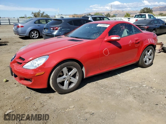 2007 Mercedes-Benz SLK-Class 3.0L with VIN WDBWK54F57F168349, listed as a Copart auction lot 72155834 with 85,007 mi miles and Salvage Title. Bid and sale history available at carsss.com. Image 1.