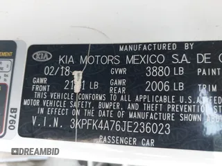 2018 Kia Forte LX with VIN 3KPFK4A76JE236023, listed as a IAAI auction lot 42168951 with 1 mi miles. Bid and sale history available at carsss.com. Image 9.