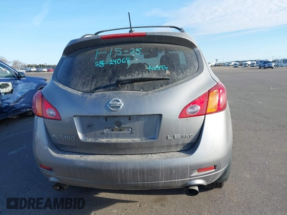 2009 Nissan Murano SL with VIN JN8AZ18W09W154845, listed as a IAAI auction lot 41379554 with 156,194 mi miles and . Bid and sale history available at DreamBid. Image 17.
