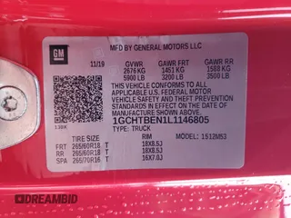 2020 Chevrolet Colorado 4WD Work Truck z VIN 1GCHTBEN1L1146805, wystawiony jako Copart lot #85055864 z przebiegiem 52 414 mil mil oraz Szkoda całkowita • Salvage title. Historia ofert i sprzedaży dostępna na DreamBid. Obrazek 14.