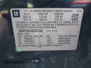 2016 GMC Terrain SLE with VIN 2GKFLTEK4G6227386, listed as a IAAI auction lot 41643837 with 142,553 mi miles. Bid and sale history available at carsss.com. Image 9.