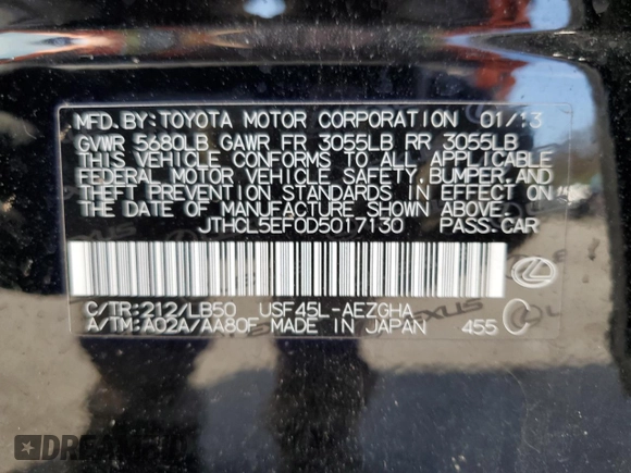 2013 Lexus LS 460 z VIN JTHCL5EF0D5017130, wystawiony jako Copart lot #57209794 z przebiegiem 31 101 mil mil oraz Nie do naprawy. Historia ofert i sprzedaży dostępna na DreamBid. Obrazek 12.