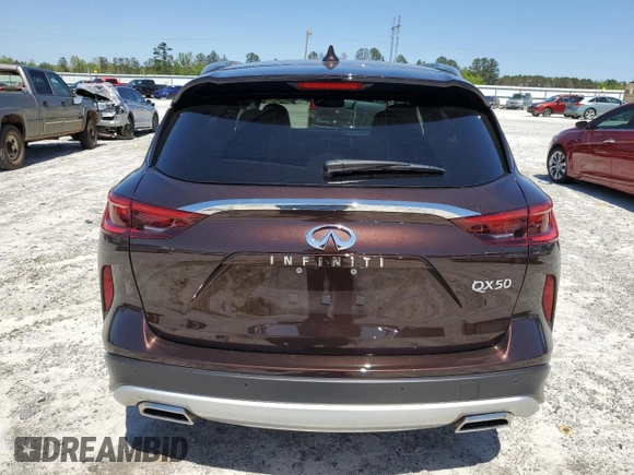 2020 Infiniti QX50 Luxe with VIN 3PCAJ5M15LF110372, listed as a Copart auction lot 48747493 with 27,641 mi miles and . Bid and sale history available at DreamBid. Image 6.