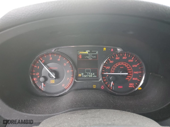 2016 Subaru WRX with VIN JF1VA1B68G9805590, listed as a Copart auction lot 45751635 with 102,798 mi miles and Salvage Title. Bid and sale history available at carsss.com. Image 9.